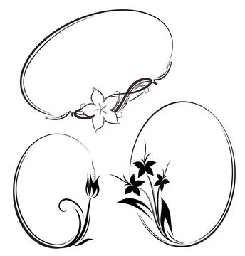 Set of three decorative oval vector frames for your design. Illustrazione stock