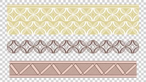 A set of three decorative seamless border patterns in asian style Stock Illustration