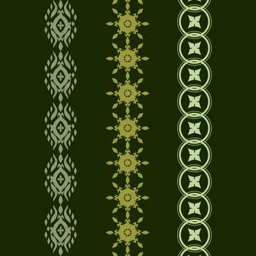 A set of three different border pattern designs on a green background Stock Illustration