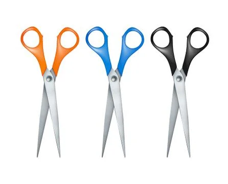 Set of three different color scissors Stock Illustration