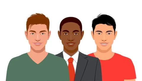 Set of three different race man Ilustración de archivo