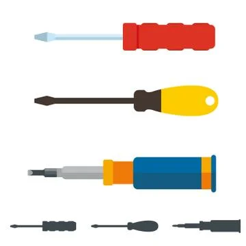 Set of three different screwdrivers. Stock Illustration