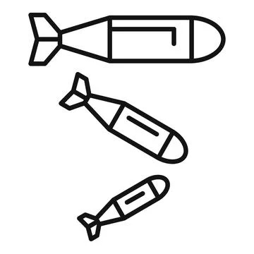 Set of three different size bombs falling from sky Stock Illustration