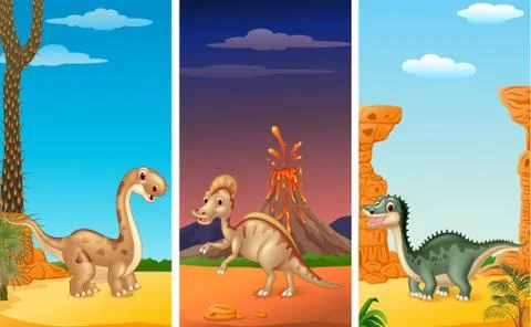 Set of three dinosaurs Stock Illustration
