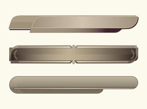 Set of three elegant metallic lower third banners in beige and bronze tones.. Stock Illustration