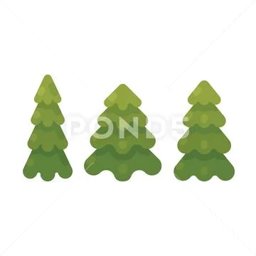 Set of three fir trees flat illustration. Christmas tree flat icons Stock Illustration