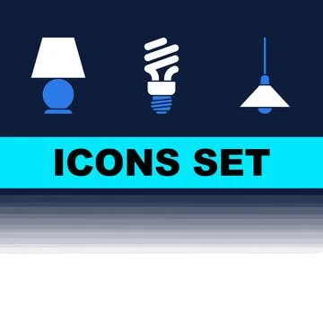 Set of three flat design icons representing a table lamp, a compact fluores.. Stock Illustration