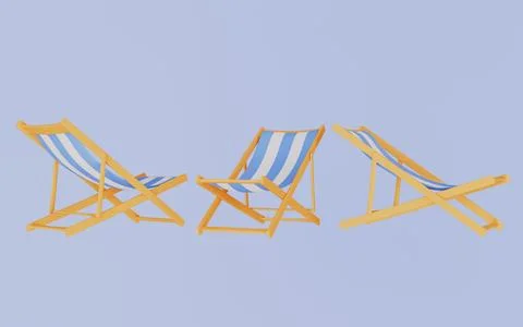 Set of three folding beach chair, Summer vacation and travel minimal concept Stock Illustration