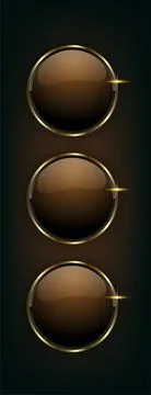 Set of three gold buttons shiny metallic, premium buttons and luxury banner.. Stock Illustration