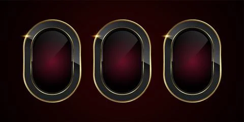 Set of three gold elegant button in dark red and gold stoked, three Smooth .. Stock Illustration