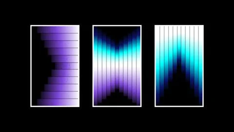 Set of three Gradient Striped Banner Templates Stock Illustration