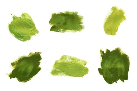 Set of three green oil or acrylic paint strokes Stock Illustration