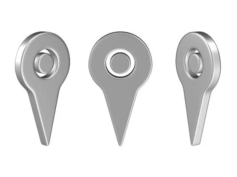 Set of Three Grey 3D Map Pointers Illustrazione stock