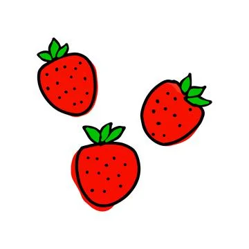 Set of three hand drawn doodle strawberries Stock Illustration