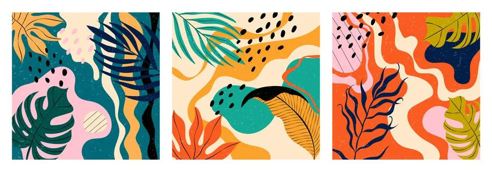 Set of three hand drawn seamless patterns 스톡 일러스트