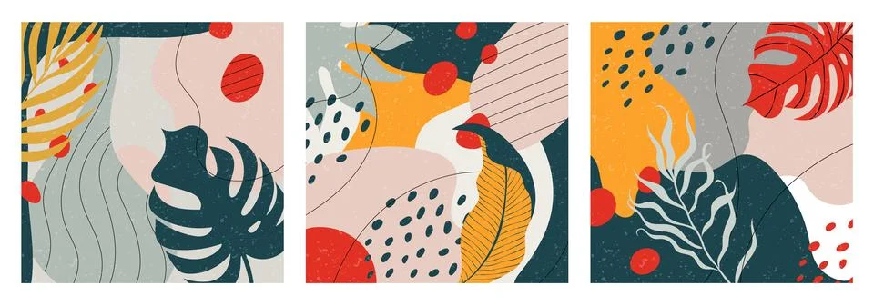 Set of three hand drawn seamless patterns 스톡 일러스트