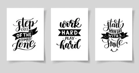 Set of three hand written lettering positive inspirational quote Stock Illustration