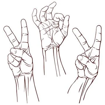 Set of three hands Stock Illustration
