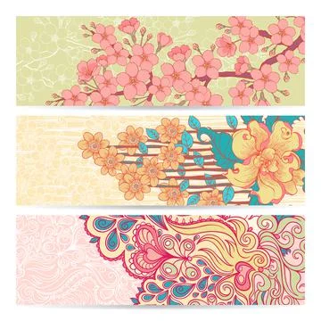 Set of three horizontal banners Illustration