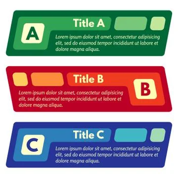 Set of three horizontal colorful options banners Stock Illustration