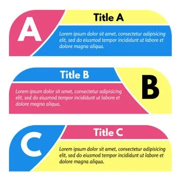 Set of three horizontal colorful options banners. Stock Illustration