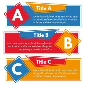 Set of three horizontal colorful options banners Stock Illustration