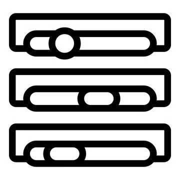 Set of three horizontal scroll bars with rounded edges and adjustable sliders Stock Illustration