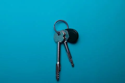 Set of three house keys on the ring Stock Photos