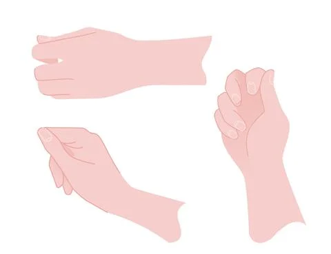 Set of three human hands with holding gestures vector illustration on white Stock Illustration