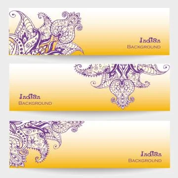 Set of three indian banners. Stock-Illustration