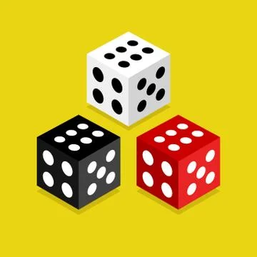 Set of three isometric dices icon, Isometric vector illustration. Stock Illustration