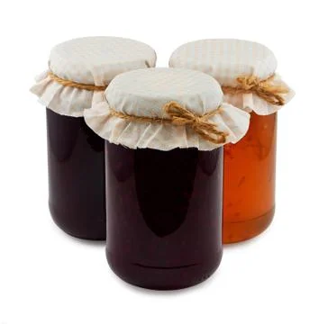 Set of three jam jars isolated Stock Photos