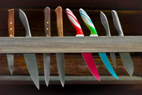 Set of three kinde of knives Stock Photos
