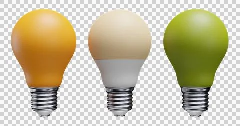 Set of three light bulbs isolated on background. 3d rendering Illustrazione stock