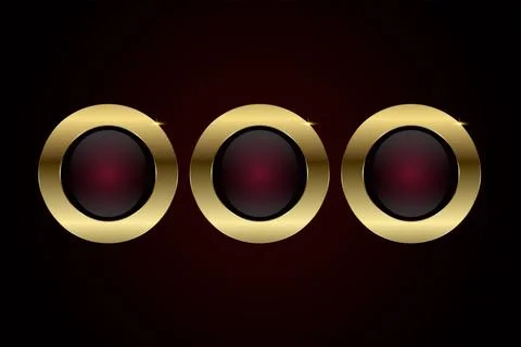 Set of three Luxury gold circle buttons, banner, web bar, vector design. Gr.. Stock Illustration