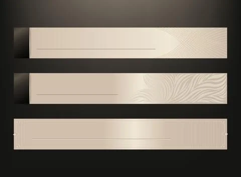 Set of three luxury horizontal banners lower third elegant beige, cream, an.. Stock Illustration