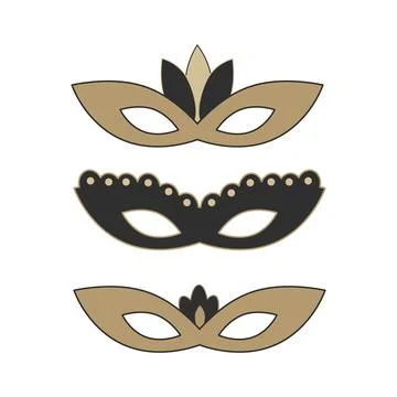 A set of three masks for use in masquerade advertising Stock Illustration