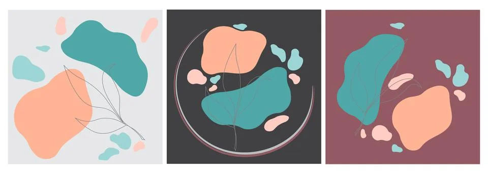 Set of three minimalistic square backgrounds for social media design with Stock Illustration