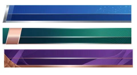 Set of three modern abstract lower third web banner templates with geometri.. Ilustração Stock