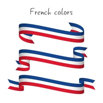 Set of three modern colored vector ribbons with the French tricolor Stock-Illustration