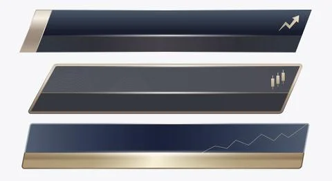 Set of three modern lower third banner banners in dark blue and premium gol.. Stock Illustration