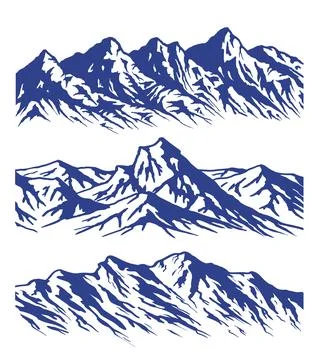 Set of three mountain range vector silhouettes 스톡 일러스트