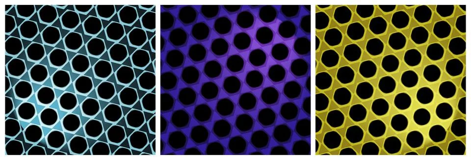Set of three multicolored geometric patterns of abstract texture backgrounds Stock Illustration