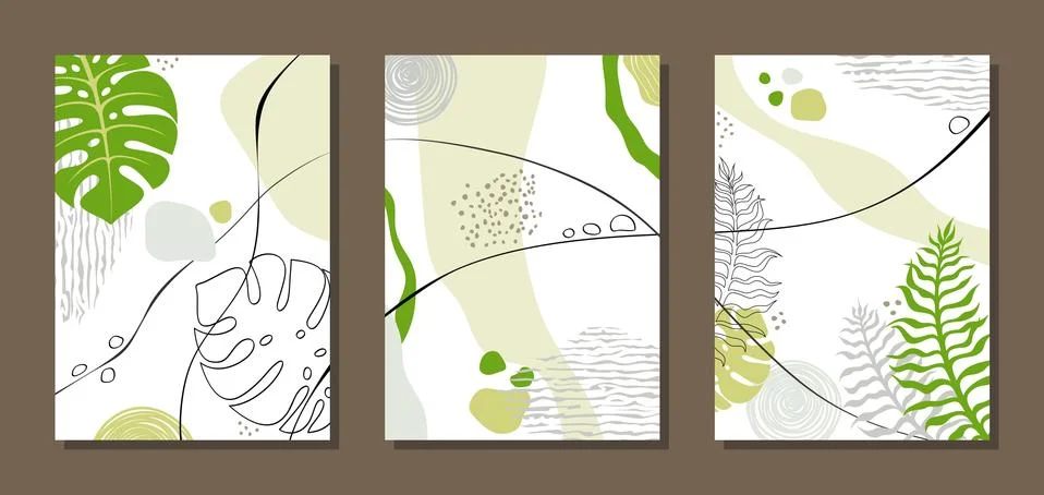 Set of three paintings.  Stock Illustration