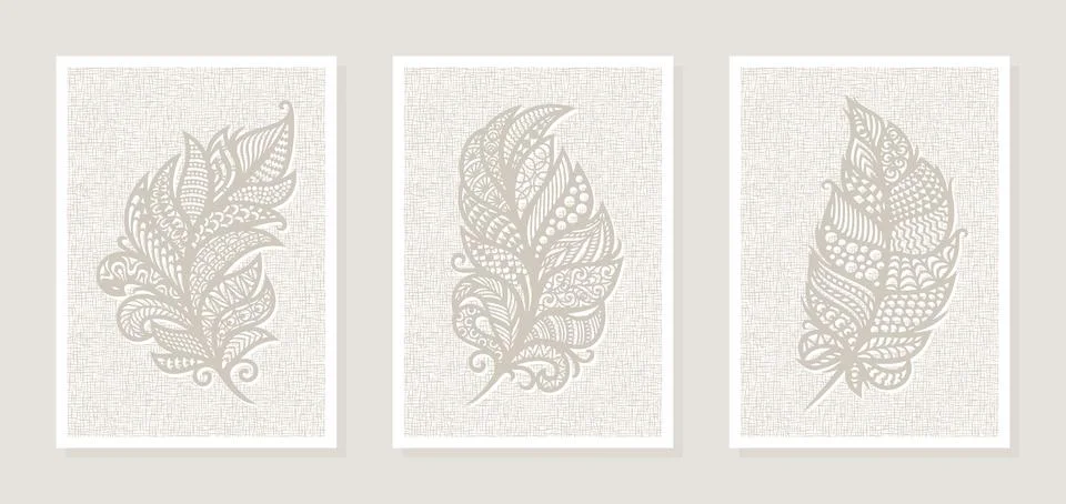 Set of three paintings.  Stock Illustration
