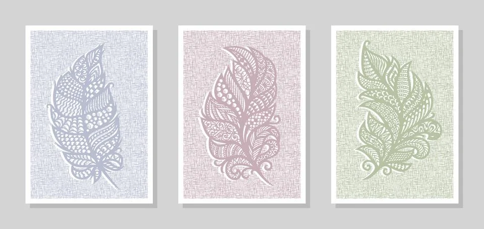 Set of three paintings.  Stock Illustration