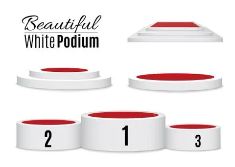 Set three podiums. Three-stage, two-stage and one-stage podium on isolated Stock Illustration
