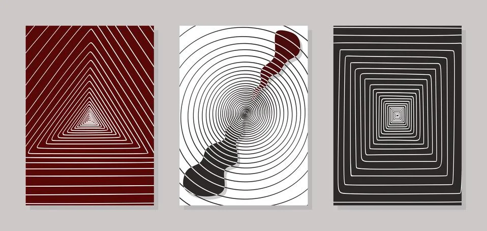 Set of three posters with abstract geometric patterns.  Stock Illustration