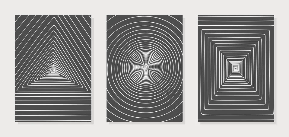 Set of three posters with geometric patterns.  Stock Illustration
