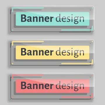 Set of three realistic abstract transparent banners 스톡 일러스트